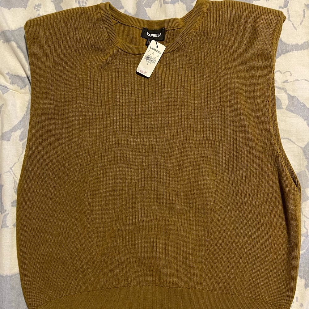 Express ribbed padded shoulder sweater